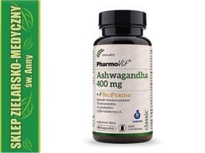 ASHWAGANDHA 400mg + BIOPERINE 60 kapsuek Stres, pami, koncentracja - 2861469805