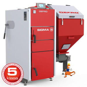 EKOLOGICZNY KOCIO SIGMA E 36 36kW 5 KLASA WG NORMY PN-EN 303-5:2012 Z PODAJNIKIEM PO PRAWEJ STRONIE DEFRO - 2861326485