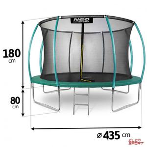 Trampolina ogrodowa Neo-Sport 14ft/435cm z siatk, profilowanymi supkami i drabink - 2867257102