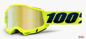 Gogle Rowerowe 100% Accuri 2 Fluo Yellow (Szyba Zota Lustrzana Anti-Fog, Lt 28%+/-5% + Szyba Przezroczysta Anti-Fog, Lt 88%-92%) - 2868277002