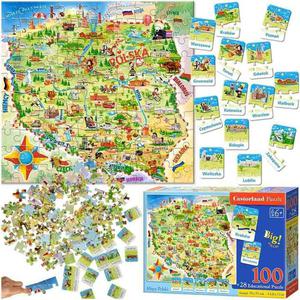CASTORLAND Puzzle edukacyjne ukadanka Mapa Polski 128 elementw 6+ - 2878285898