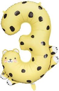 Balon foliowy urodzinowy cyfra "3" - Gepard 55x75 cm - 2878286184