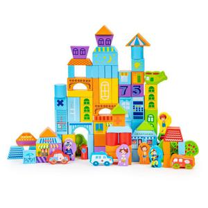 Drewniane klocki edukacyjne miasto 100 szt. sorter ECOTOYS - 2878420515