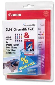 Multipack 3 x tusze color (C. M. Y) Canon CLI-8 + papier FOTO - 2827663712