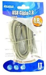 KABEL USB 2.0 A - B, M/M, 4WORLD, 1.8M - 2827664819