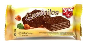Quadritos - bezglutenowe wafle o smaku kakaowym pokryte gorzk czekolad 40g Schar - 2827423194