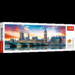 Puzzle 500 el.Panorama - Londyn - Big Ben i Paac Westminsterski - 2862527733