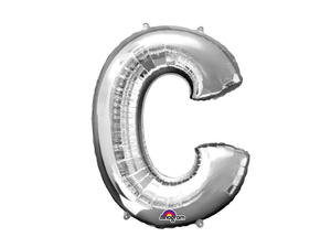 Balon foliowy srebrna litera C - 63 x 81 cm - 1 szt. - 2856678536
