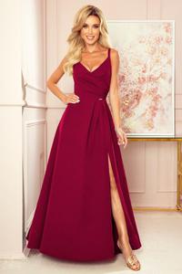 299-5 CHIARA elegancka maxi suknia na ramiczkach - BORDOWA - 2871750257