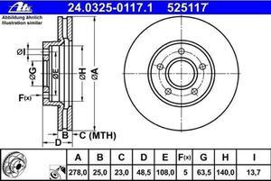 tarcza hamulcowa ATE - przd 278mm - 2829830000