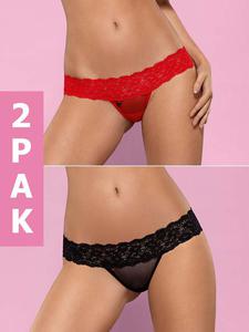 Obsessive Lacea stringi DWUPAK: czarne i czerwone - zmysowo i powabnie - Stringi - 2854115130