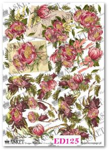 Papier do decoupage Asket ED 125 Piwonie na iglastej gazce - 2850354635