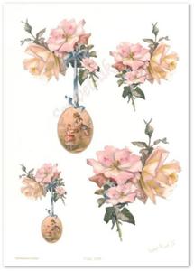 Papier do decoupage Sweet Rose IS 188 Kompozycje kwiatowe z medalionami - 2850354880