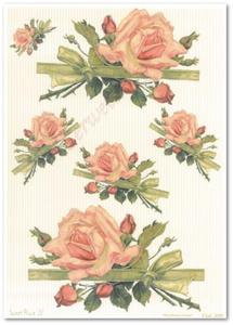 Papier do decoupage Sweet Rose IS 229 Stylowa kompozycja z rowymi rami - 2850354895