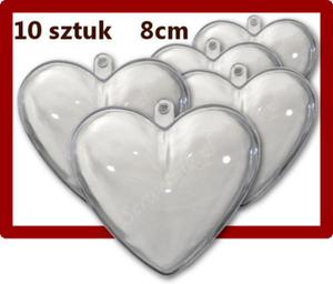 Bombka akrylowa transparentna SERCE 80mm plastikowa *10szt TANIEJ - 2850357781