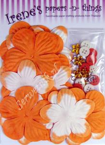 Papierowe kwiatki+dodatki gama biao-pomaraczowa FE-44318 - 2850357851