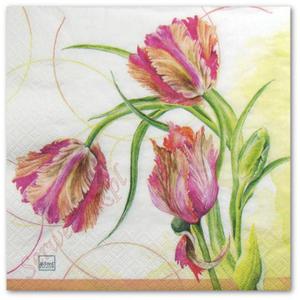 Serwetka do decoupage 3570 Tulipany pierzaste pomaraczowo-rowiaste - 2858252714