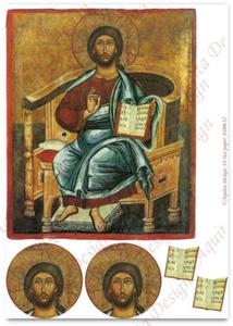 Papier ryowy do decoupage Aquita AD0632 Ikona Christ Pantocrator - 2872979431