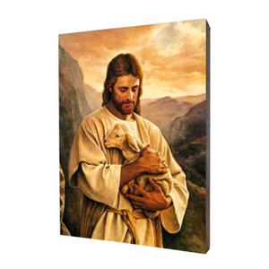 Obraz religijny na desce lipowej, Jezus Dobry Pasterz - 2859961875