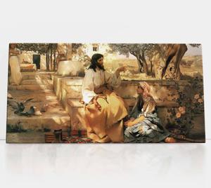 Jezus i Samarytanka, obraz religijny na ptnie - 2864976237