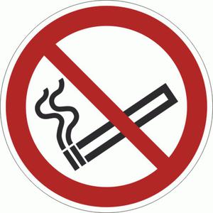 P002-F Znak PODOGOWY Zakaz palenia ISO7010 Ø 50cm