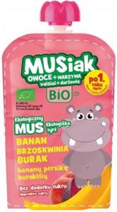 Mus owocowo- warzywny banan, brzoskwinia, burak BIO 100g - Musiaki - 2878848604