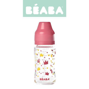 Beaba Butelka szklana szerokootworowa 240 ml Yellow / Pink Crown - 2860450566